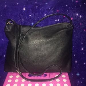 Black faux leather cross body